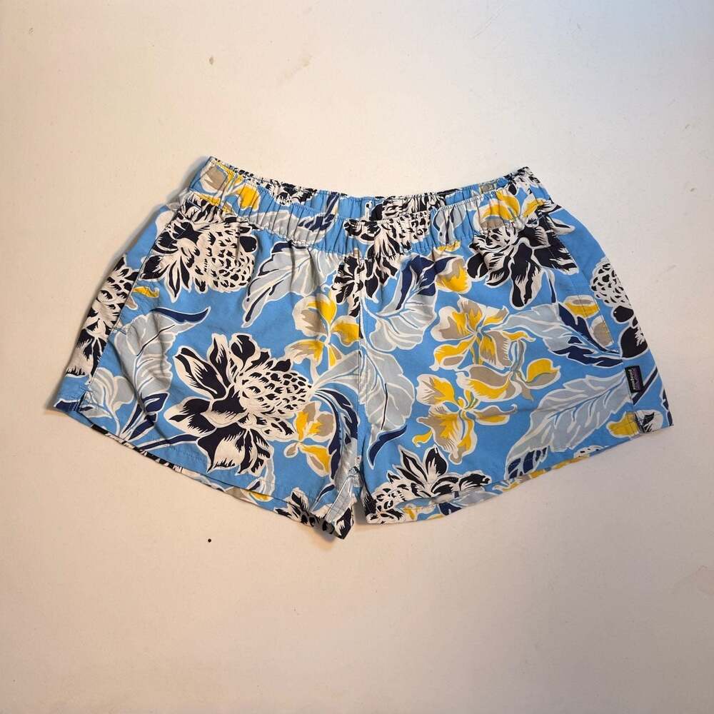 Blue Floral Women's Elastic Waist Shorts